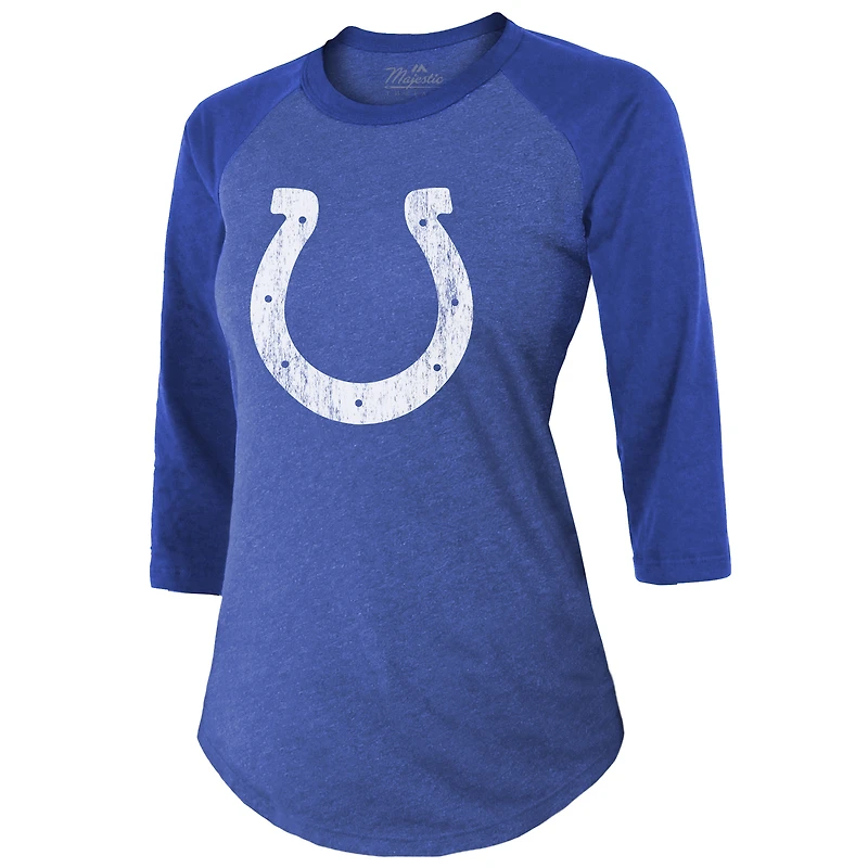 Majestic Threads pour femme Anthony Richardson Royal Indianapolis Colts Nom et numéro du joueur T-shirt ajusté à manches 3/4 en trois mélanges