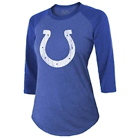 Majestic Threads pour femme Anthony Richardson Royal Indianapolis Colts Nom et numéro du joueur T-shirt ajusté à manches 3/4 en trois mélanges