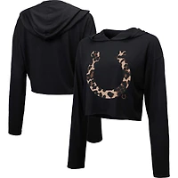 Majestic Threads Sweat à capuche court léopard Indianapolis Colts noir pour femme