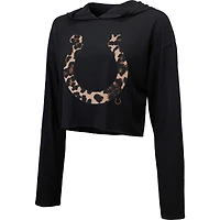 Majestic Threads Sweat à capuche court léopard Indianapolis Colts noir pour femme