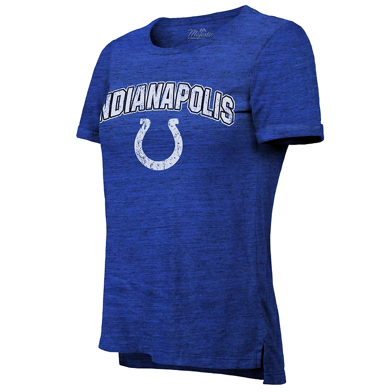 Majestic Threads Heather Blue Indianapolis Colts Indiana Nights Alternate Tri-Blend Boyfriend T-shirt pour femme
