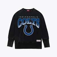 Sweat-shirt ras du cou noir délavé minéral pour femme Mitchell & Ness Indianapolis Colts