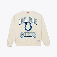 Sweat-shirt Mitchell & Ness crème Indianapolis Colts pour femme avec arches ton sur
