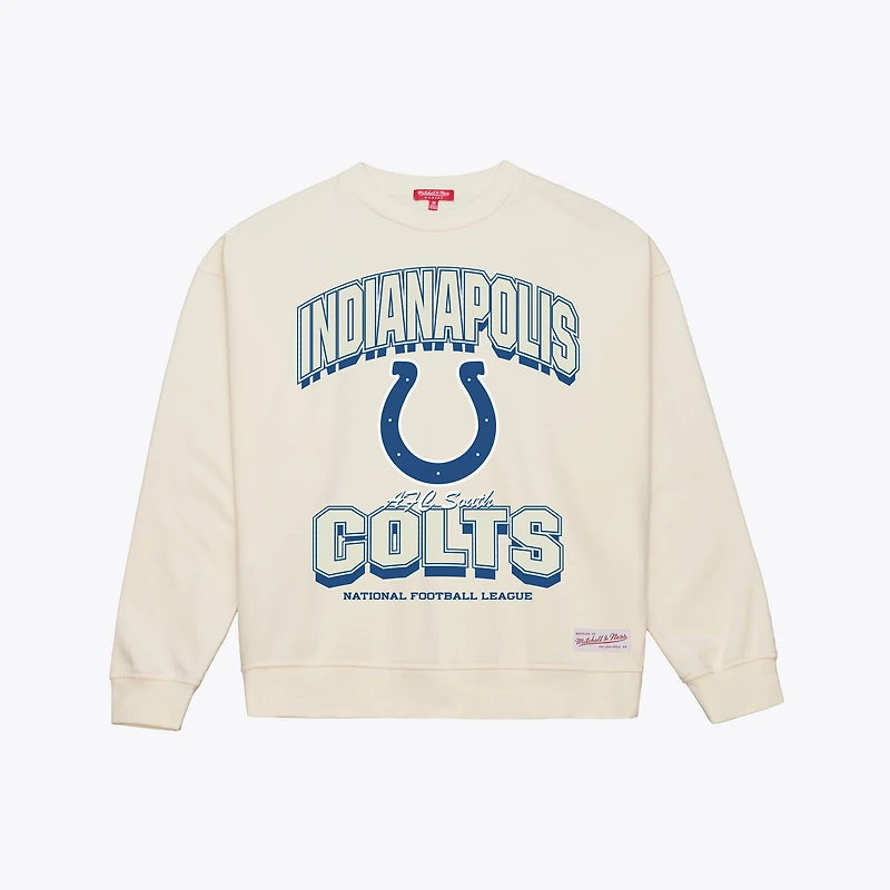 Sweat-shirt Mitchell & Ness crème Indianapolis Colts pour femme avec arches ton sur