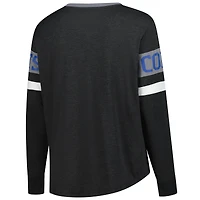Women's New Era Black Indianapolis Colts Plus Throwback Lace-Up Long Sleeve T-Shirt