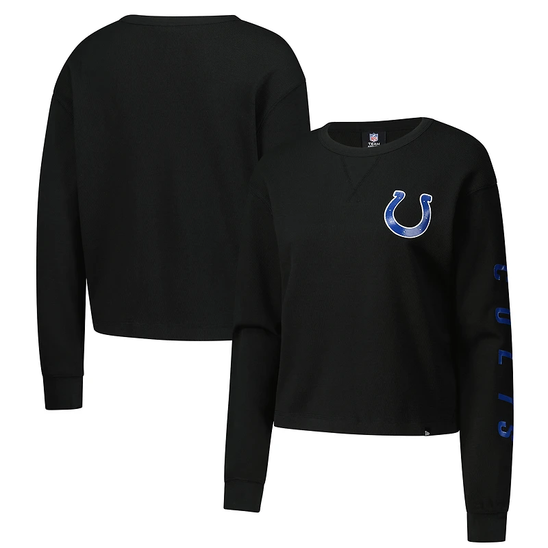Women's New Era Black Indianapolis Colts Sport Night Thermal Long Sleeve Cropped T-Shirt