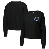 Women's New Era Black Indianapolis Colts Sport Night Thermal Long Sleeve Cropped T-Shirt
