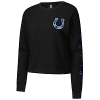 Women's New Era Black Indianapolis Colts Sport Night Thermal Long Sleeve Cropped T-Shirt