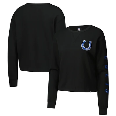 Women's New Era Black Indianapolis Colts Sport Night Thermal Long Sleeve Cropped T-Shirt