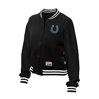 Women's New Era  Black Indianapolis Colts Throwback Fleece Full-Snap Jacket