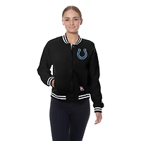 Women's New Era  Black Indianapolis Colts Throwback Fleece Full-Snap Jacket