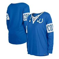 T-shirt à col cranté Indianapolis Colts New Era pour femme bleu lacets