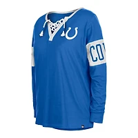 T-shirt à col cranté Indianapolis Colts New Era pour femme bleu lacets