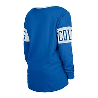 T-shirt à col cranté Indianapolis Colts New Era pour femme bleu lacets