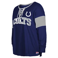 Women's New Era Royal Indianapolis Colts Plus Lace-Up Notch Neck Long Sleeve T-Shirt