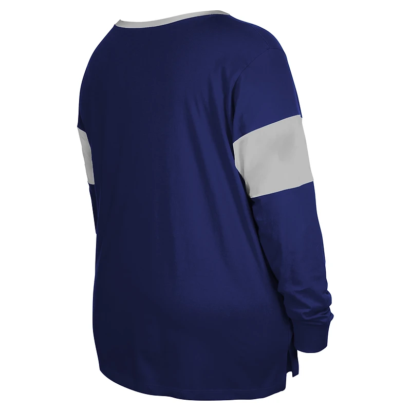 Women's New Era Royal Indianapolis Colts Plus Lace-Up Notch Neck Long Sleeve T-Shirt
