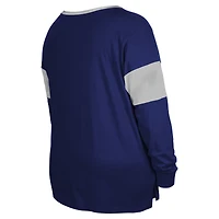 Women's New Era Royal Indianapolis Colts Plus Lace-Up Notch Neck Long Sleeve T-Shirt