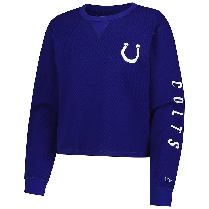 Women's New Era  Royal Indianapolis Colts Sport Night Thermal Long Sleeve Cropped T-Shirt
