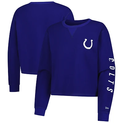 Women's New Era  Royal Indianapolis Colts Sport Night Thermal Long Sleeve Cropped T-Shirt