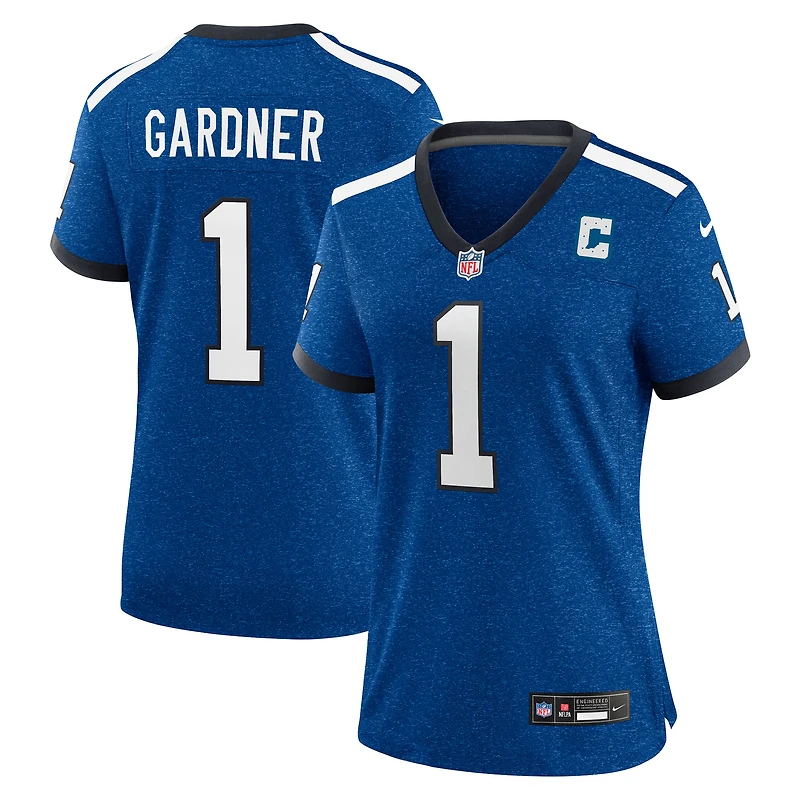 Maillot de match Nike Ahmad Sauce Gardner Heather Royal pour femme, Indianapolis Colts, modèle Alternate 2 Indiana Nights