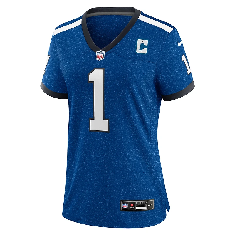 Maillot de match Nike Ahmad Sauce Gardner Heather Royal pour femme, Indianapolis Colts, modèle Alternate 2 Indiana Nights