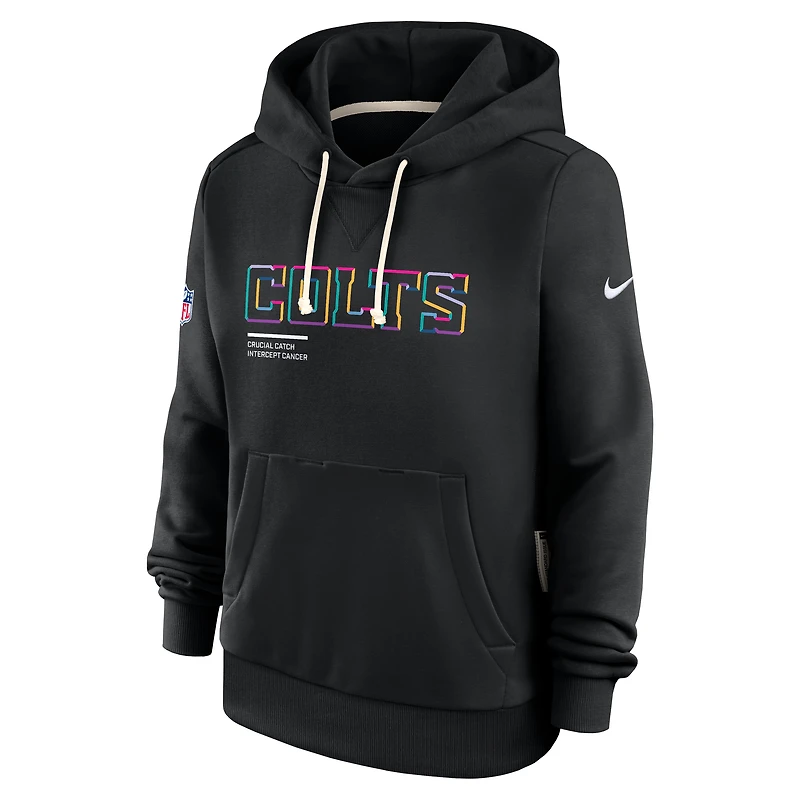 Sweat à capuche Nike noir Indianapolis Colts 2025 NFL Crucial Catch Sideline Standard Issue Dri-FIT pour femme
