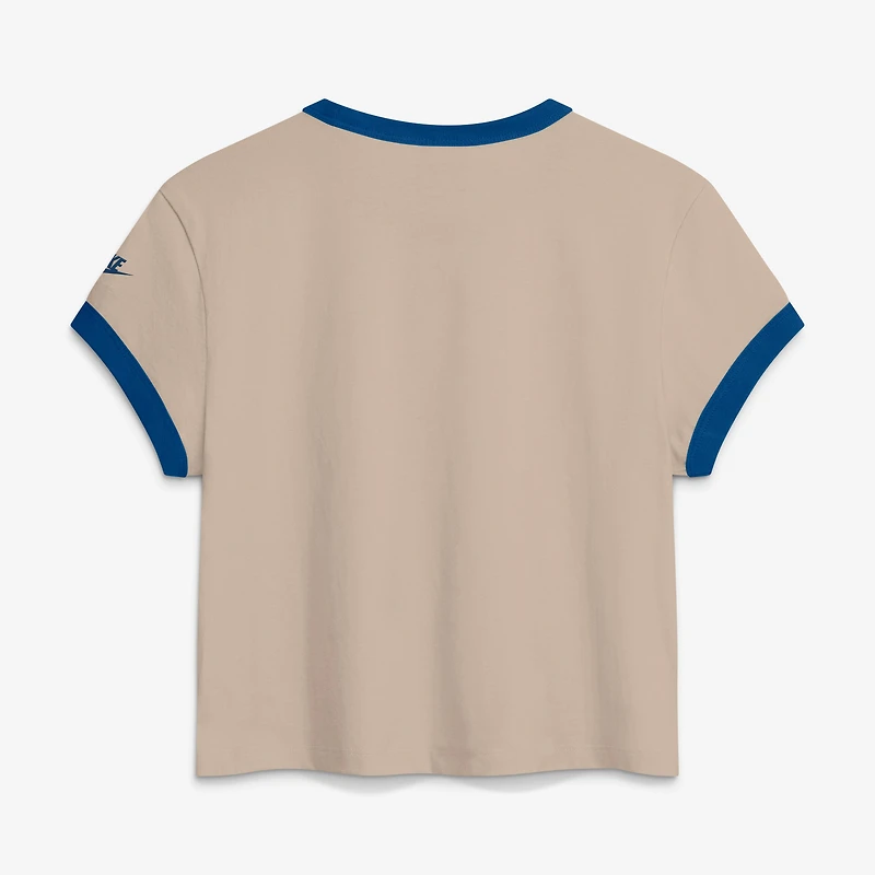 Women's Nike Cream Indianapolis Colts Rewind Ringer Mod Cropped T-Shirt