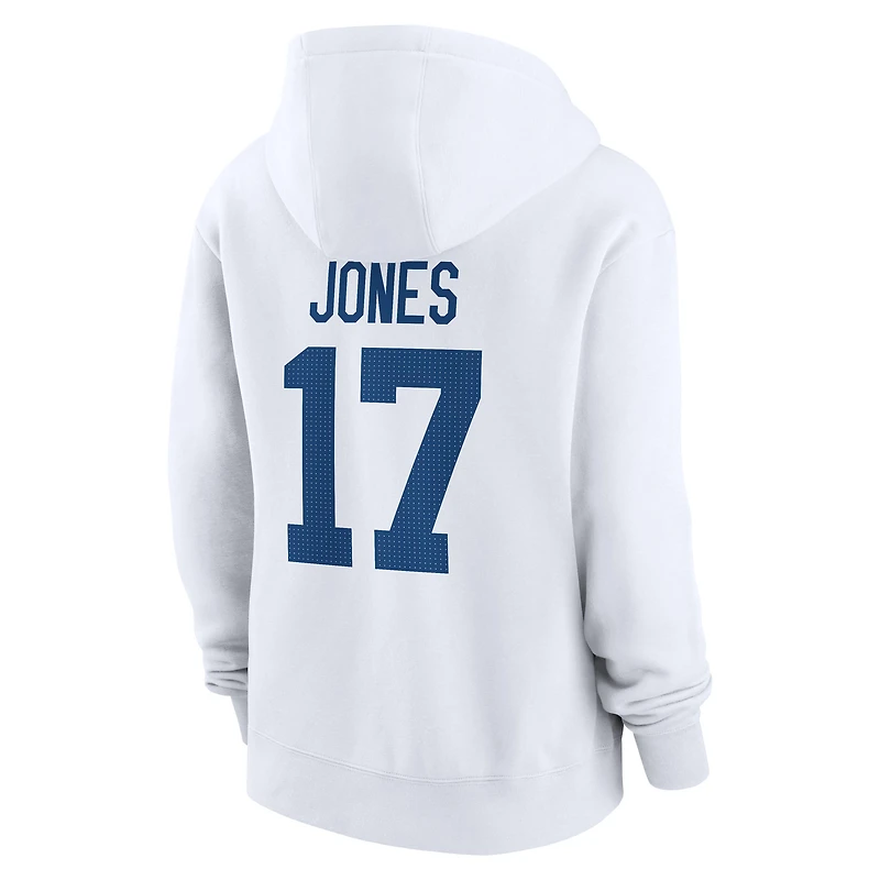 Women's Nike Daniel Jones White Indianapolis Colts Player Name & Number Fleece Hoodie