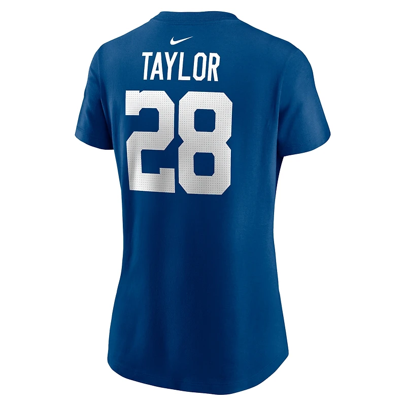 T-shirt avec nom et numéro de joueur Nike Jonathan Taylor Royal Indianapolis Colts pour femme