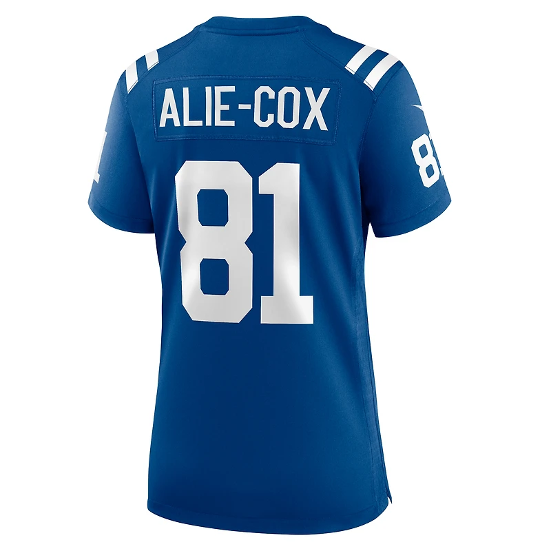 Maillot de match l'équipe Nike Mo Alie-Cox Royal Indianapolis Colts pour femme