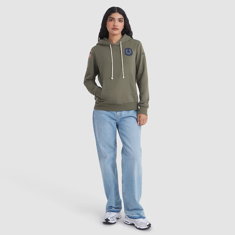 Women's Nike Olive Indianapolis Colts 2025 Salute to Service Sideline Standard Issue Dri-FIT Hoodie