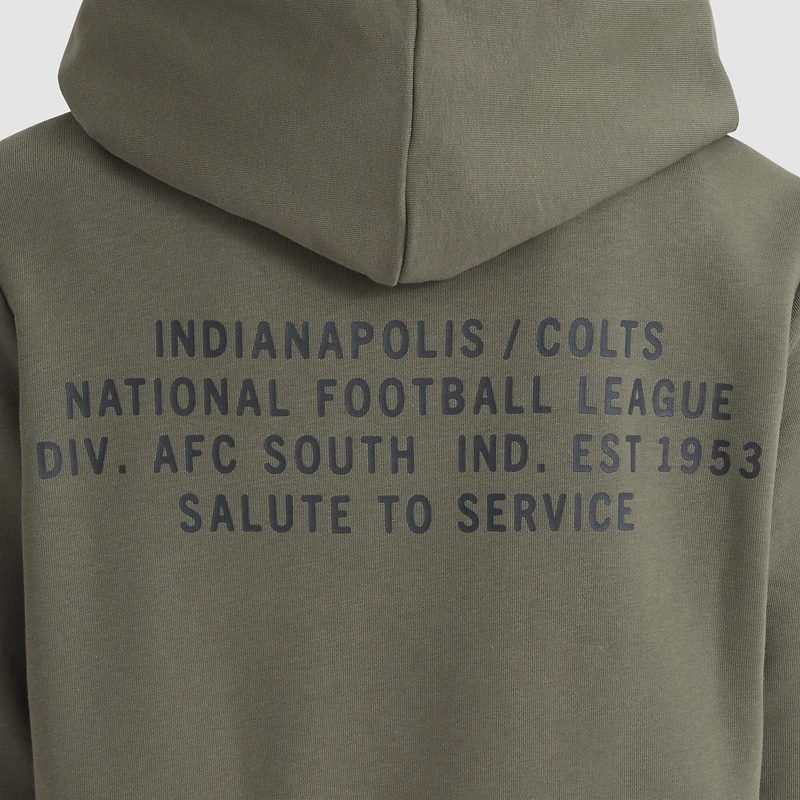 Women's Nike Olive Indianapolis Colts 2025 Salute to Service Sideline Standard Issue Dri-FIT Hoodie