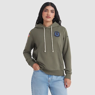 Sweat à capuche Nike Olive Indianapolis Colts 2025 Salute to Service Sideline Standard Issue Dri-FIT pour femme