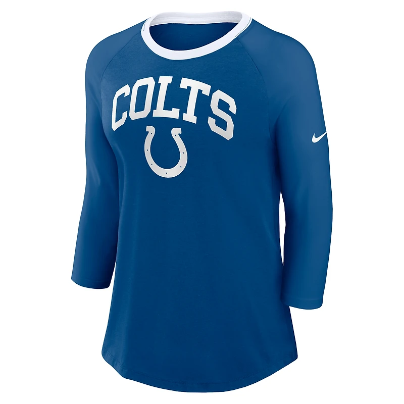 Women's Nike  Royal Indianapolis Colts 3/4 Sleeve Raglan Fashion Top