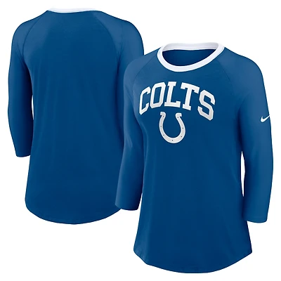 Women's Nike  Royal Indianapolis Colts 3/4 Sleeve Raglan Fashion Top