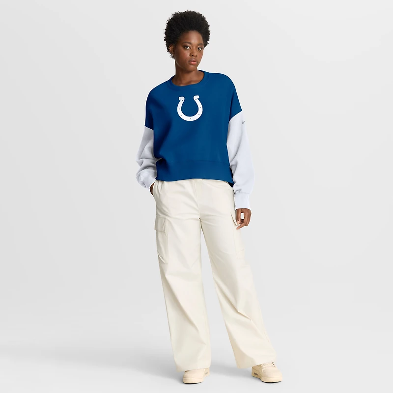 Sweat-shirt oversize à blocs de couleurs Nike Royal Indianapolis Colts pour femme