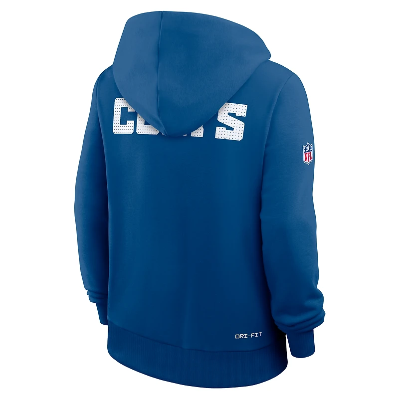 Sweat à capuche Nike Royal Indianapolis Colts Sideline Standard Issue Initial Home Dri-FIT pour femme