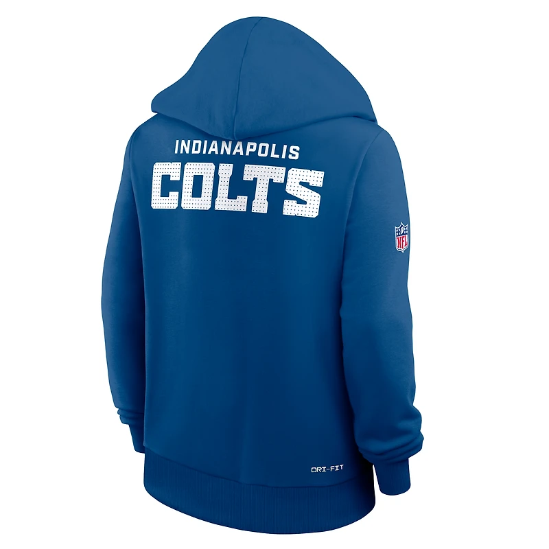 Sweat à capuche Nike Royal Indianapolis Colts Sideline Standard Issue Initial Home Dri-FIT pour femme