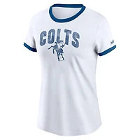 Women's Nike White Indianapolis Colts Rewind Ringer Tri-Blend T-Shirt