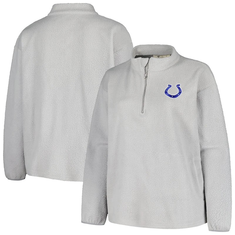Women's Profile Gray Indianapolis Colts Plus Sherpa Quarter-Zip Jacket