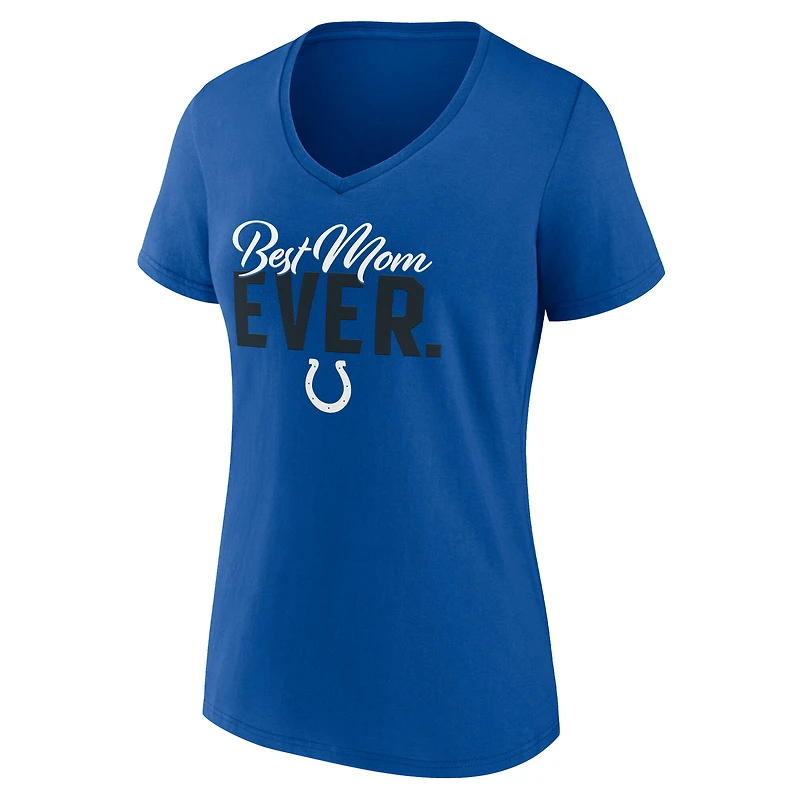 Women's Royal Indianapolis Colts Best Mom Ever V-Neck T-Shirt