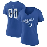 T-shirt à col en V personnalisé avec nom et numéro Royal Indianapolis Colts Hustle pour femmes
