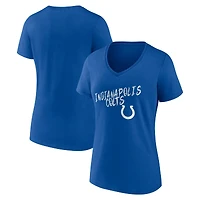 T-shirt à col en V Royal Indianapolis Colts Hustle pour femmes