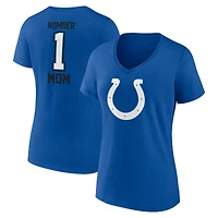 T-shirt col V pour femme Royal Indianapolis Colts Fête des Mères #1 Mom