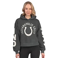 Women's Starter  Heather Charcoal Indianapolis Colts Star Player Cropped Fleece Pullover Hoodie