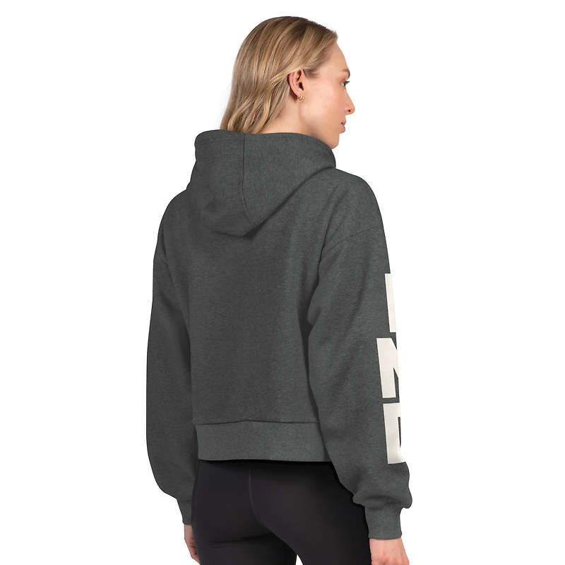 Women's Starter  Heather Charcoal Indianapolis Colts Star Player Cropped Fleece Pullover Hoodie