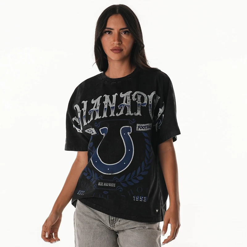 T-shirt ample noir Laurel Premium pour femme The Wild Collective, motif Dolman, Indianapolis Colts