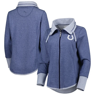 Sweat-shirt zippé Tommy Bahama pour femme, coloris bleu royal chiné Indianapolis Colts Sport Sun Fade