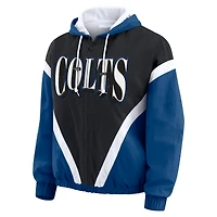 Women's WEAR by Erin Andrews Black/Royal Indianapolis Colts Plus Retro Crinkle Full-Zip Windbreaker Jacket
