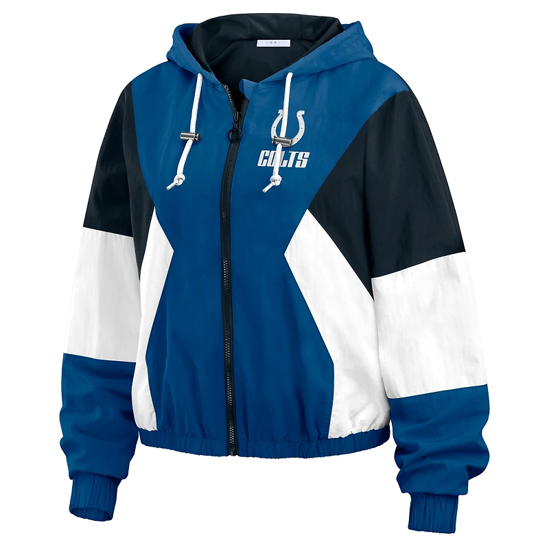 Women's WEAR by Erin Andrews  Blue Indianapolis Colts Color Block Full-Zip Windbreaker Jacket